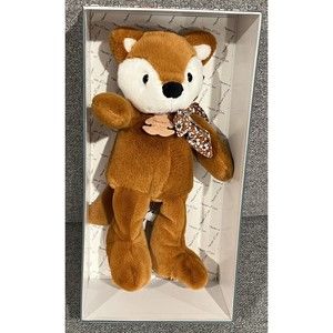 Histoire d'Ours Paris FOX Baby Lovey Plush Stuffed Animal Toy 10" Floral Bow New